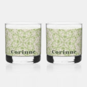 Monogram naam Sage Green patroon | Whisky Glas (Voorkant)