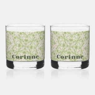 Monogram naam Sage Green patroon Whisky Glas