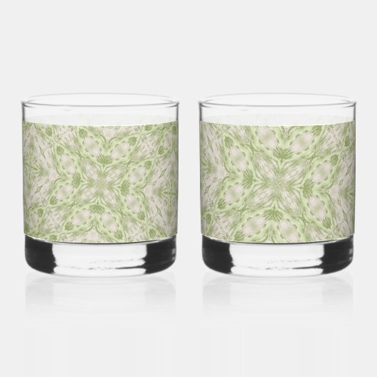 Monogram naam Sage Green patroon | Whisky Glas (Achterkant)