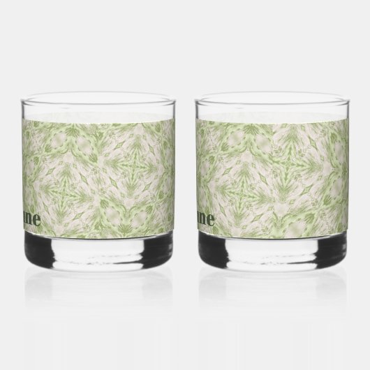 Monogram naam Sage Green patroon | Whisky Glas (Links)