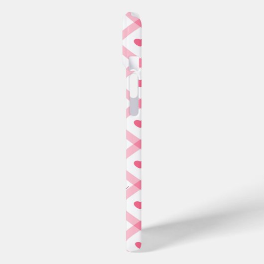 Monogram naam Schattige Girly Pink Heart Case-Mate iPhone Case (Achterkant / Links)