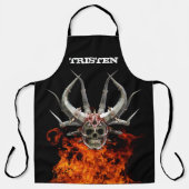 Monogram naam schedel vlammend vuur schort (Voorkant)