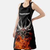 Monogram naam schedel vlammend vuur schort (Insitu)