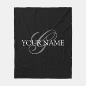 Monogram Naam Schrift Zwart Grijs Fleece Deken (Voorkant)