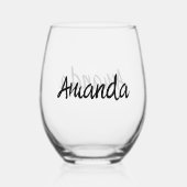 Monogram Naam Script Aangepast Wijnglas Zonder Voet (Achterkant)