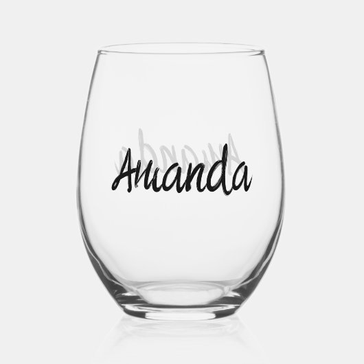 Monogram Naam Script Aangepast Wijnglas Zonder Voet (Achterkant)