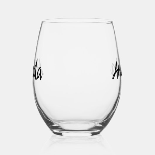 Monogram Naam Script Aangepast Wijnglas Zonder Voet (Links)