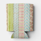 Monogram Naam Shabby-Rozen op bijtende houten kato Blikjeskoeler (Achterkant)