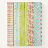 Monogram Naam Shabby-Rozen op bijtende houten kato Notitieboek (Achterkant)