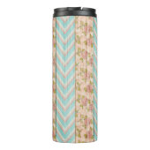 Monogram Naam Shabby-Rozen op bijtende houten kato Thermosbeker (Achterkant)