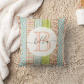 Monogram naam shabby rozen op rustieke houten cott kussen (Deken)