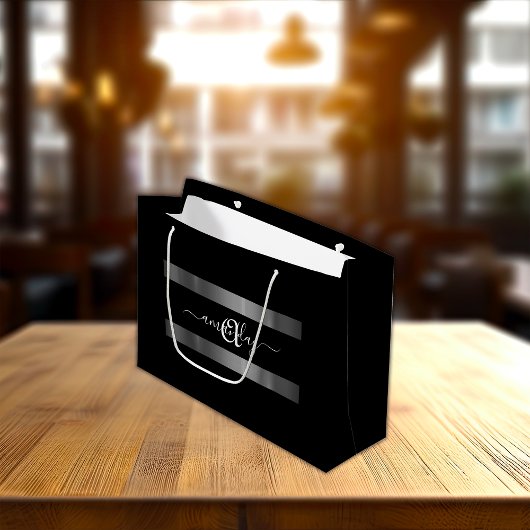 Monogram Naam Silver Black Mode Boutique Favor Groot Cadeauzakje