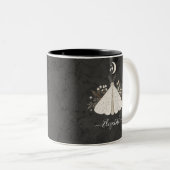 Monogram Naam Simple Floral Butterfly Tweekleurige Koffiemok (Voorkant rechts)