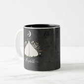 Monogram Naam Simple Floral Butterfly Tweekleurige Koffiemok (Voorkant links)