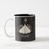 Monogram Naam Simple Floral Butterfly Tweekleurige Koffiemok (Links)