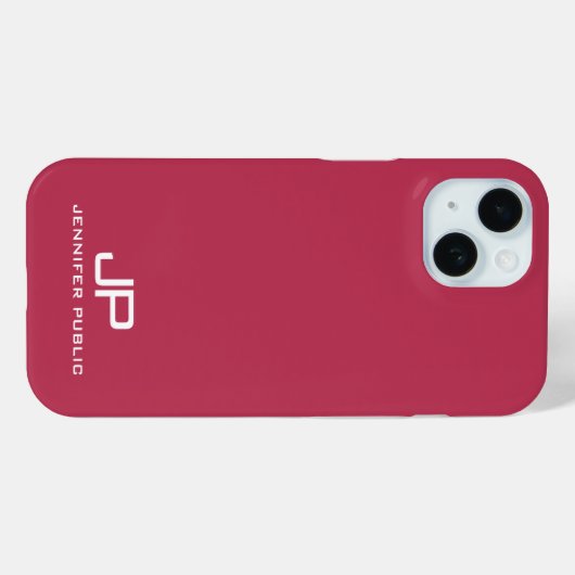 Monogram Naam Sjabloon Viva Magenta Case-Mate iPhone Case (Achterkant (horizontaal))