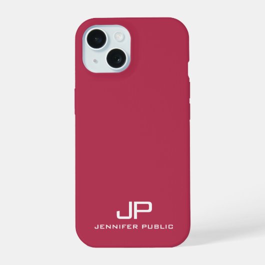  Monogram Naam Sjabloon Viva Magenta iPhone 15 Case (Achterkant)