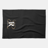 Monogram Naam Stijlvol Zwart Goud Script Theedoek (Horizontaal)