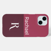 Monogram Naam Stijlvolle Bourgogne Case-Mate iPhone Case (Achterkant (horizontaal))