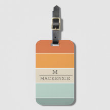 Monogram Naam Streep Roze Blauw Koraal Teal 