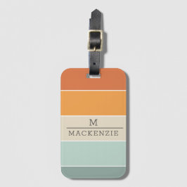 Monogram Naam Streep Roze Blauw Koraal Teal  Bagagelabel