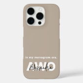 Monogram Naam Taupe Tan Beige Wit Zwart Minimaal Case-Mate iPhone Case (Achterkant)