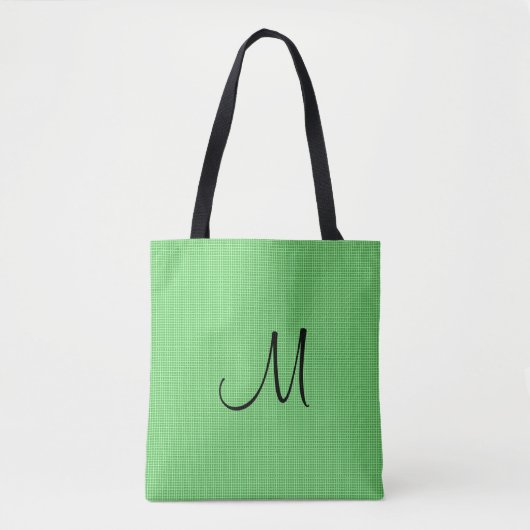 Monogram Naam Tekst Geel Groen Custom Tote Bag (Voorkant)