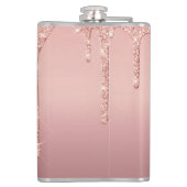 Monogram Naam Tekst Roos Gold Blush Glitter Fles Heupfles (Achterkant)