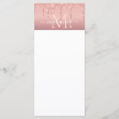 Monogram Naam Tekst Roos Gold Blush Glitter Menu (Achterkant)