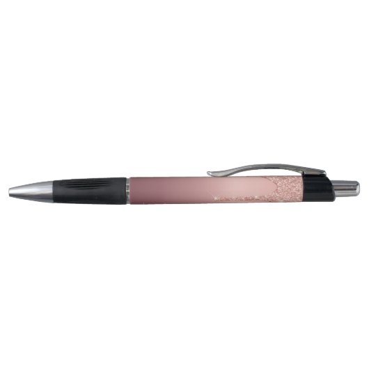 Monogram Naam Tekst Roos Gold Blush Glitter Pen (Bovenkant)