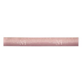Monogram Naam Tekst Roos Gold Blush Glitter Ribbon Satijnen Lint (Voorkant)