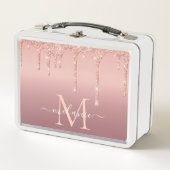 Monogram Naam Tekst Roos Gold Blush Glitter Sparkl (Voorkant)