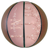 Monogram Naam Tekst Roos Gold Blush Glitter Sparkl Basketbal (Verticaal)