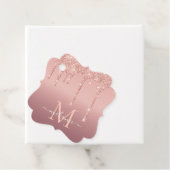 Monogram Naam Tekst Roos Gold Blush Glitter Sparkl Bedankjes Labels (In situ)