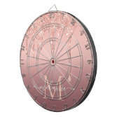 Monogram Naam Tekst Roos Gold Blush Glitter Sparkl Dartbord (Voorkant Rechts)