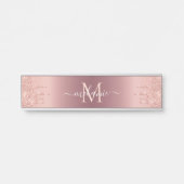 Monogram Naam Tekst Roos Gold Blush Glitter Sparkl Deurbordje (Voorkant)