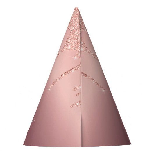 Monogram Naam Tekst Roos Gold Blush Glitter Sparkl Feesthoedjes (Achterkant)