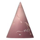 Monogram Naam Tekst Roos Gold Blush Glitter Sparkl Feesthoedjes (Links)