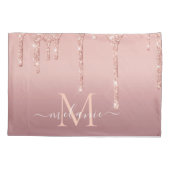 Monogram Naam Tekst Roos Gold Blush Glitter Sparkl Kussensloop (Achterkant)