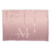 Monogram Naam Tekst Roos Gold Blush Glitter Sparkl Kussensloop (Voorkant)