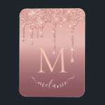 Monogram Naam Tekst Roos Gold Blush Glitter Sparkl Magneet<br><div class="desc">Monogram Naam Tekst Roos Gold Blush Glitter Sparkle Personalized Birthday - Jubileum of Wedding Gift / Suppliest - Voeg je brief/naam toe - Tekst of verwijder - Maak je speciale cadeautje - Resize en beweeg of verwijder tekst/elementen met aanpassingsgereedschap. Ontwerp door MIGNED. Zie mijn andere projecten/design en schilderijen. Je kunt...</div>