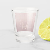 Monogram Naam Tekst Roos Gold Blush Glitter Sparkl Shot Glas (Achterkant)