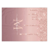 Monogram Naam Tekst Roos Gold Blush Glitter Sparkl Tafelkleed (Voorkant (Horizontaal))
