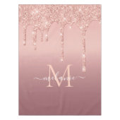 Monogram Naam Tekst Roos Gold Blush Glitter Sparkl Tafelkleed (Voorkant)
