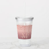 Monogram Naam Tekst Roos Gouden Acryl Tumbler Drinkbeker (Voorkant)