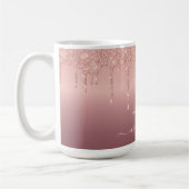 Monogram Naam Tekst Roos Gouden Glitter Koffie Mok (Links)