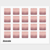 Monogram naam tekst roze goud blozen glitter glans vierkante sticker (Vel)