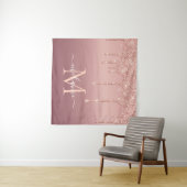 Monogram naam tekst roze goud blush glitters glans wandkleed (In Situ (horizontaal))