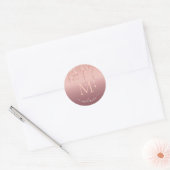 Monogram naam tekst roze goud blush glittersparel ronde sticker (Envelop)