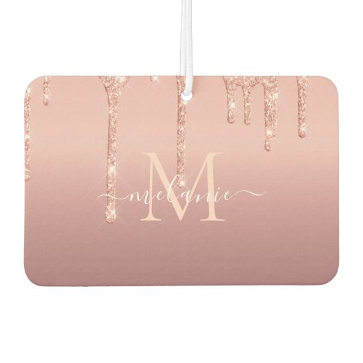 Monogram naam tekst roze goud luchtverfrisser (Voorkant)